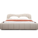 Fabric Double Bed White Cream Style Italian Style Bedroom Set