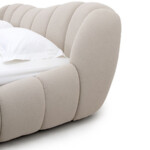 Fabric Double Bed White Cream Style Italian Style Bedroom Set