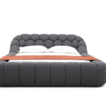 Italian Style Fabric Bed Modern Designer Bedroom Set Blue Grey King Size Bed