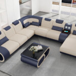 U Shaped Genuine Leather Sectional Sofa White Black Lots of Colors Living Room Furniture